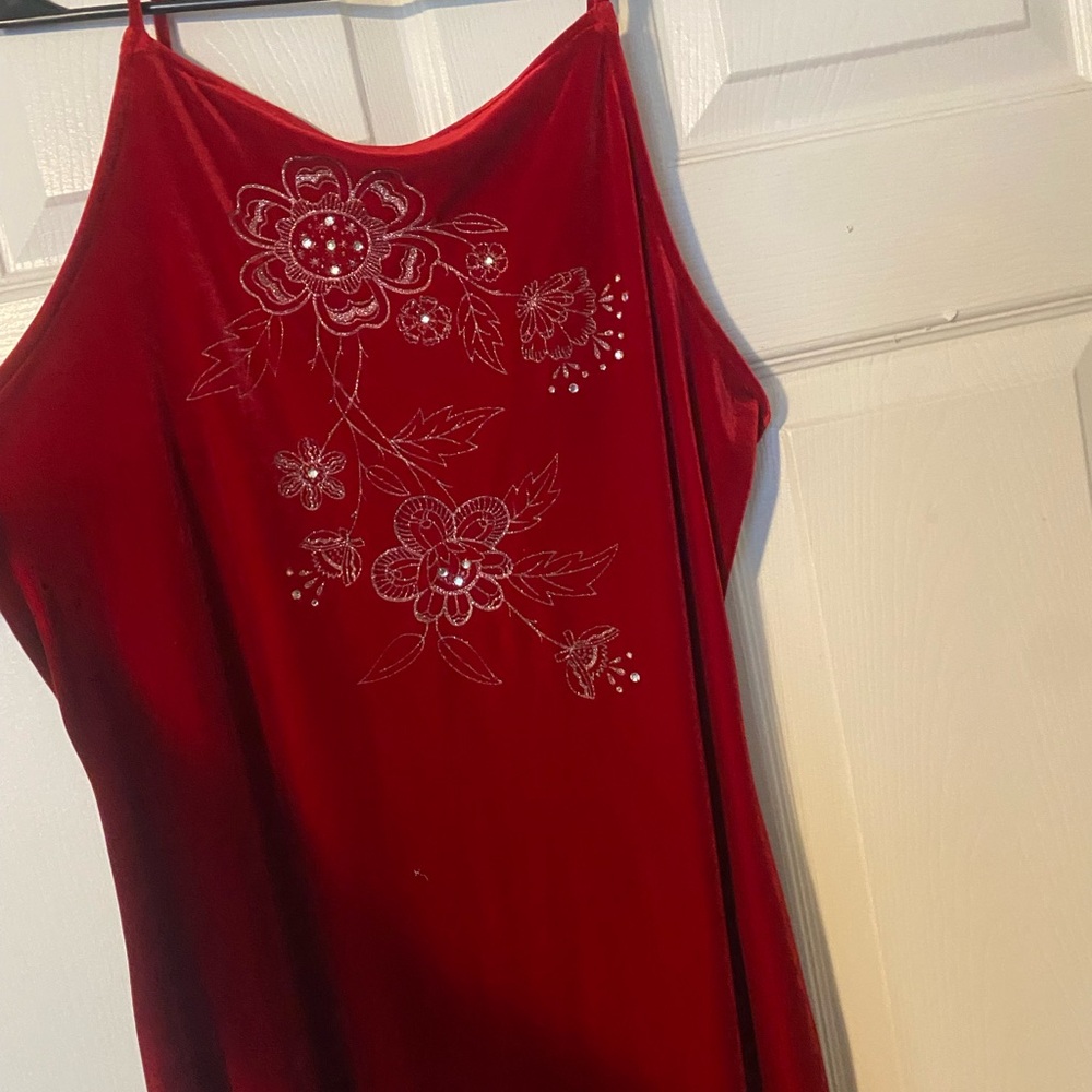 All that Jazz Vibrant Red Crushed Velvet Full-Length Dress